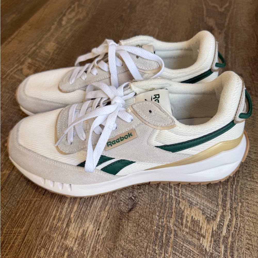 Reebok White and Green Athletic Shoes